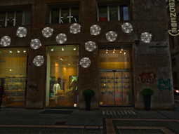 Decorazione facciata con semisfere a led